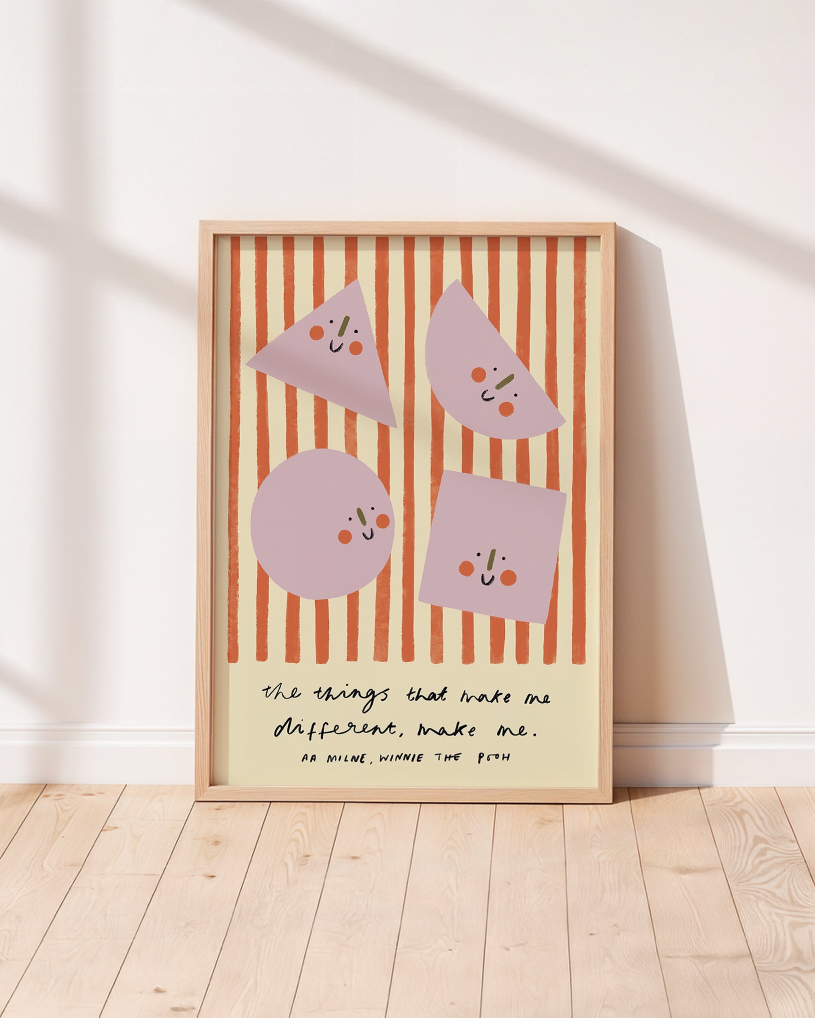Smiling shapes orange and lilac kids poster to encourage confidence, self-esteem and positivity. Inspirational kids poster with affirmation for bedrooms, home-ed classrooms or playrooms