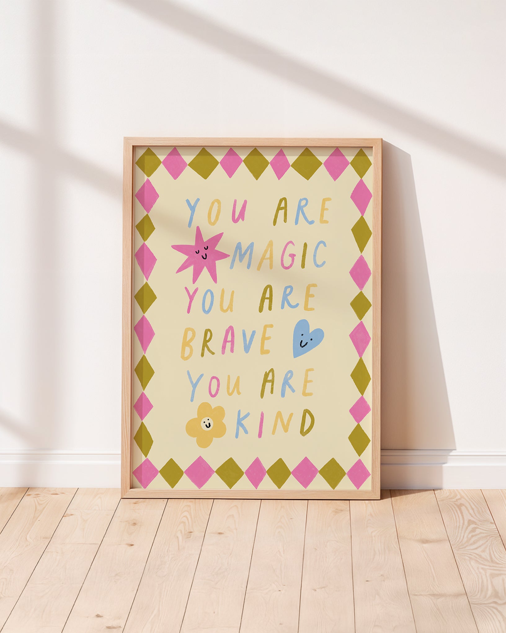 You are Magic, you are brave, you are kind inspirational kids poster with affirmation for bedrooms, home-ed classrooms or playrooms
