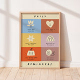 Smiling shapes with affirmations such as "you are so loved" unisex kids wall art to encourage confidence, self-esteem and positivity. Inspirational kids poster for bedrooms, home-ed classrooms or playrooms.