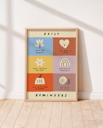 Smiling shapes with affirmations such as "you are so loved" unisex kids wall art to encourage confidence, self-esteem and positivity. Inspirational kids poster for bedrooms, home-ed classrooms or playrooms.