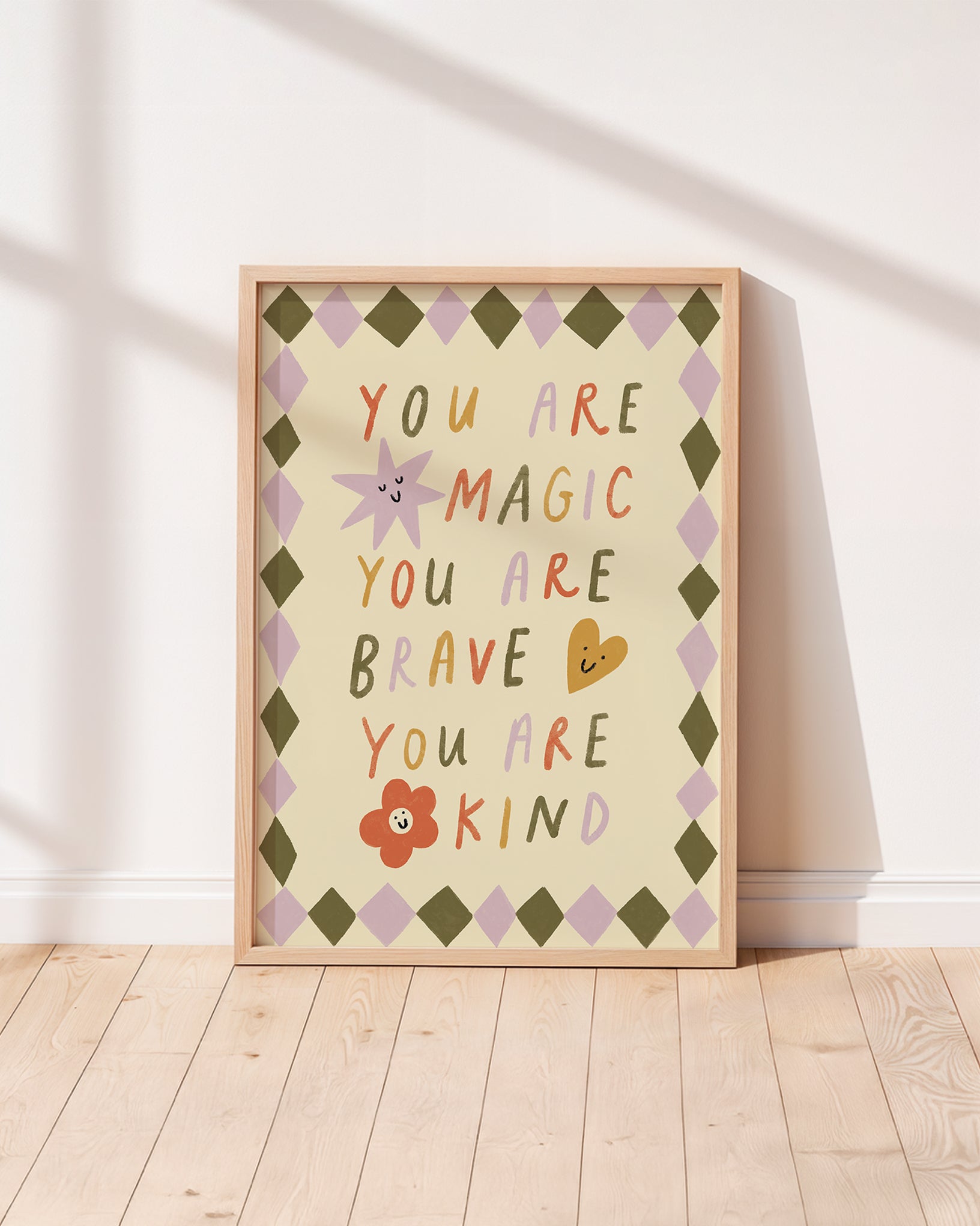 You are Kind inspirational kids wall art with affirmation for bedrooms or nurseries